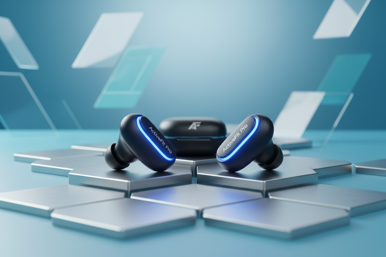 show activefit pro workout earbuds alone with a modern background